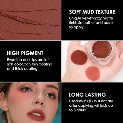 FOCALLURE Velvet-hazy Matte Cheek Lip Mud Dual-use For Lips And Cheek Lip Clay High Pigment Lipstick Blush Lasting Lip Tint
