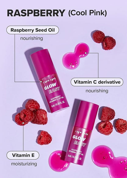 I DEW CARE Lip Gloss - Glow Easy Raspberry | Jojoba Seed Oil, Vitamin C, Pigmented Glossy Stain, Hydrating, Korean Makeup, Pink Color, Moisturizing, Nourishing, 0.20 FL Oz