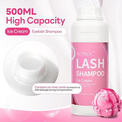 Lash Extension Cleanser Ice-cream 500ml Eyelash Shampoo Lash Wash Shampoo Lash Cleanser Foam with Salon and Home Care