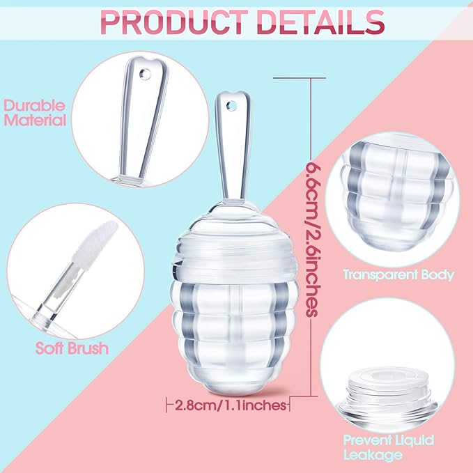 28 Pieces Honey Pots Shaped Lip Gloss Tube Empty Lip Gloss Containers Lip Balm Bottle Refillable Cute Lipstick Tubes with Wand for Women DIY Cosmetics(Clear)