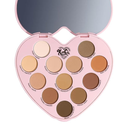 KimChi Chic Spinning Hearts Love Eyeshadow & Pigment Palette - 12 Shades for Soft Glam to Bold Looks, Long Lasting, Blendable, Cruelty Free, Lifetime Partner 0.3oz