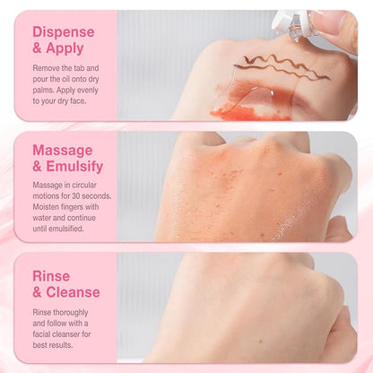 Makeup Remover Cleansing Oil Travel For Face With Squalane & Rose Hip Skincare-Pore blackhead Minimizer,Waterproof Mascara,Speedy Hydrating Travel Mini Oil Cleanser Capsules For Women 20caps