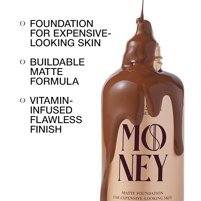 Money Liquid Matte Foundation – Long-Lasting, Natural Looking & Buildable Coverage – For Combination, Dry, Oily Skin – Lightweight & Moisturizing (Mocha)
