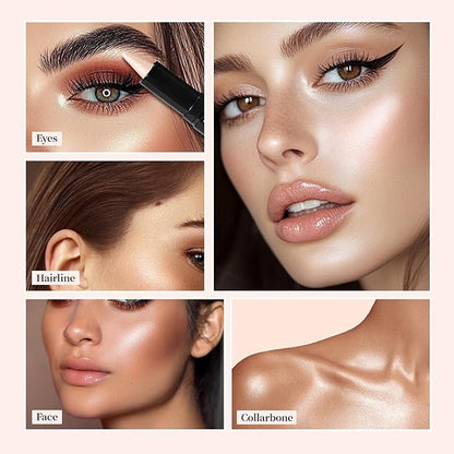 Duo Eye Highlighter & Face Concealer Pencil 2 in 1 Cream Brow Brightener Contour Cone Tip Pen Shimmer Inner Corner Eye Luminizers Creamy Matte Bronzer Cosmetics Stick for Eye Face Makeup