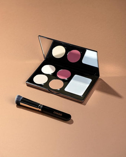 CHADO Monts & Merveilles Refillable Sculpting Palette | Bronzer, Blush, Contour, & Highlighter Pressed Powder Palette | Matte Setting Powder | 5 in 1 Face and Cheek Powders | Cruelty Free (Medium to Tan Skin)