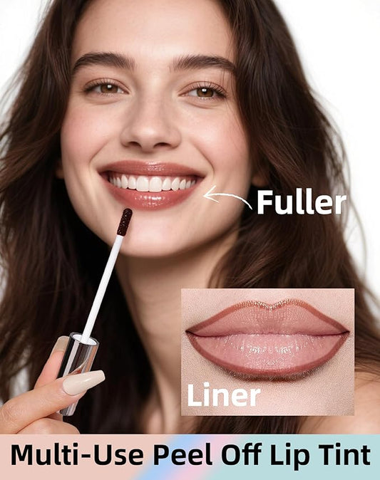 KIMUSE Lip Stain Peel Off, Lip Stain & Liner All In One, Peel Off Lipstains With Tweezer, Waterproof, Long Lasting, Natural Matte Finish