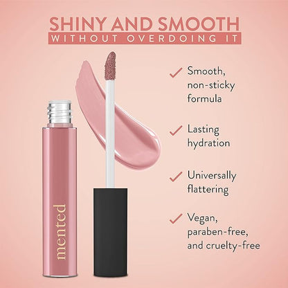Mented Cosmetics Lip Gloss for Women Tinted Lip Balm Stain, Long Lasting Buildable Moisturizing Lipgloss Lipstick Topper, Made in USA, Cruelty Free Vegan Makeup, Pink About Me