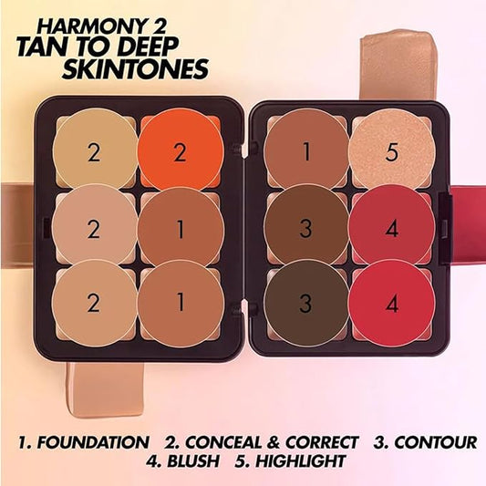 12 Color Contour Palette, Bronzer, Blush, Highlighter Face Palette with Makeup Brushes, Matte and Glow, Makeup Palette Contour Kit for Conceal Dark Circles Correct Discolorations
