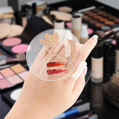 AUEAR, 2 Pack Hand Makeup Mixing Palette Handheld Clear Cosmetic Nail Art Manicure with Pieces Spatula for Foundation
