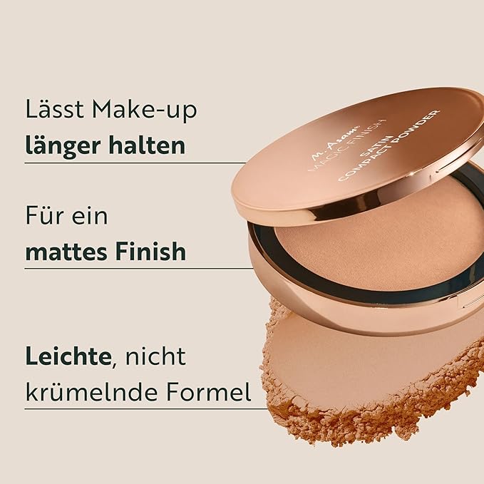 M. Asam MAGIC FINISH Satin Compact Powder Beige (8 g) - pressed powder for perfect hold, matting & perfecting, prolongs the hold of make-up, with hyaluronic acid & vitamin E, vegan