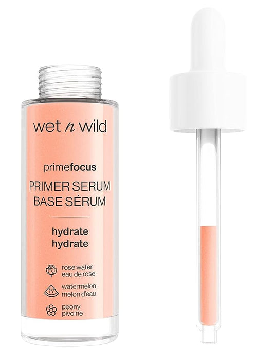 wet n wild Prime Focus Primer Serum and MegaGlo Blushlighter Set, Blendable Blush & Highlighter Duo with Shimmery Metallic Finish