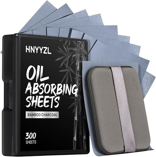 HNYYZL Blotting papers for Face,300pcs Oil blotting sheets,1 Portable box with Mirror & Makeup Puff,Makeup Friendly Oily Skin Shine Blotter,oil face wipes for Home Office School Travel