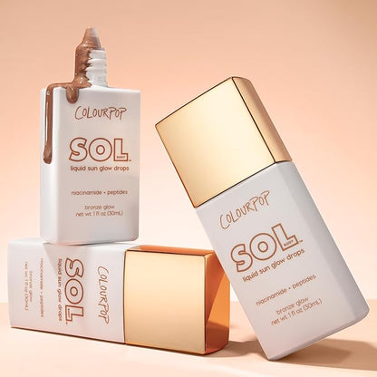 ColourPop Sol Liquid Sun Glow Drops - Buildable Face & Body Bronzer Drops - Glowy Summer Makeup Enriched with Niacinamide & Peptides for Radiant, Healthy-Looking Skin (1.11 oz)