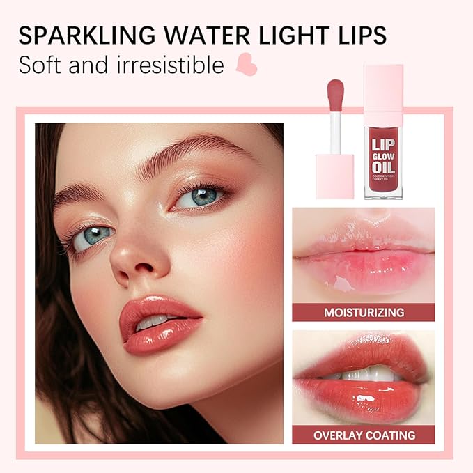 Hydrating Lip Glow Oil, Plumping Lip Gloss, Moisturizing Lip Gloss Lip Balm, Transparent Lip Oil, Non-Sticky Long Lasting Lip Gloss, Tinted Lip Balm for Lip Care,0.28 OZ (#000-Clear, 0.28 OZ)