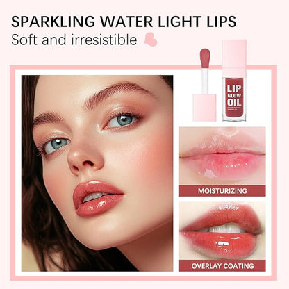 Hydrating Lip Glow Oil, Plumping Lip Gloss, Moisturizing Lip Gloss Lip Balm, Transparent Lip Oil, Non-Sticky Long Lasting Lip Gloss, Tinted Lip Balm for Lip Care,0.28 OZ (#020-Mahogany, 0.28 OZ)