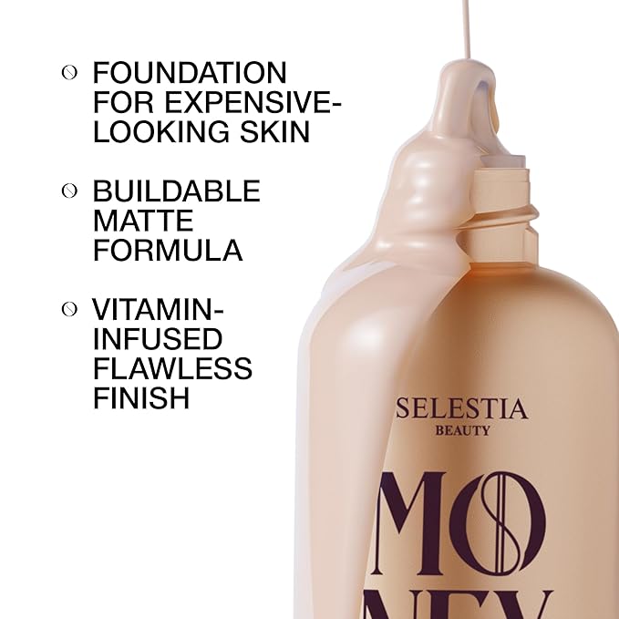 Money Liquid Matte Foundation – Long-Lasting, Natural Looking & Buildable Coverage – For Combination, Dry, Oily Skin – Lightweight & Moisturizing (Vanilla)