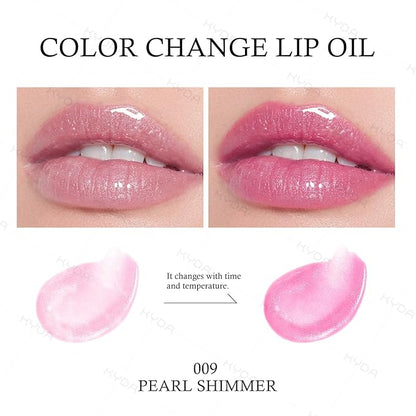 KYDA Hydrating Lip Glow Oil, Color Changing Tint, Moisturizing Lip Oil, Glossy Transparent Plumping Lip Gloss, Tinted Lip Oil for Lip Care and Dry Lips-Pearl Shimmer
