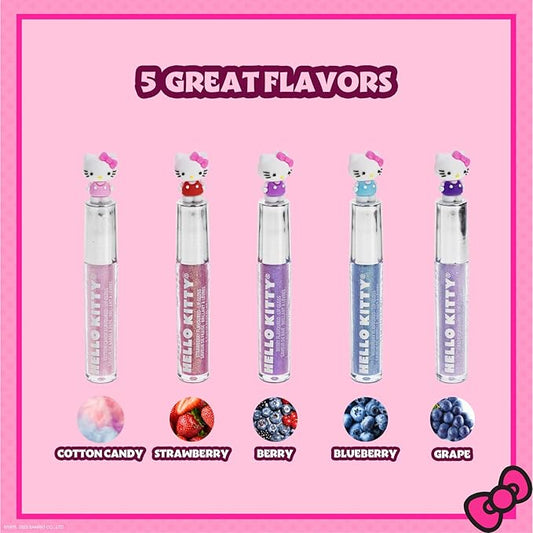 Townley Girl Hello Kitty 5 Pc Plant Based, Moisturizing Lip Gloss Makeup Set for Girls Kids Toddlers, Perfect for Parties Sleepovers Makeovers Birthday Gift for Girls 3 Yrs+