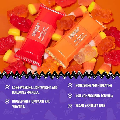 Profusion Cosmetics Peanuts Halloween Candy Crush Lip Oil Set, Nourishing Lip Tint with A High-Shine Finish, Infused With Jojoba Oil and Vitamin E