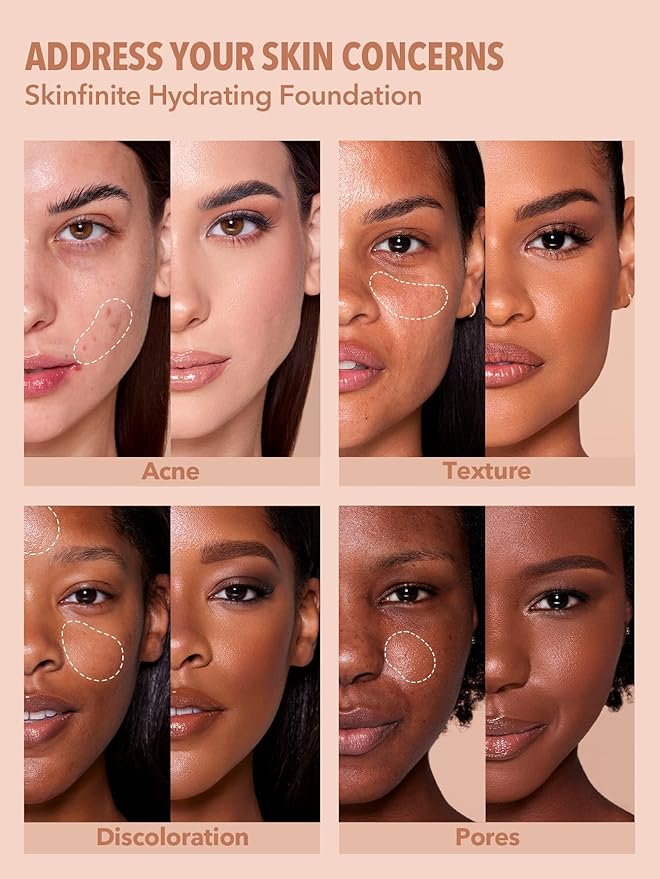 SHEGLAM Skinfinite Hydrating Foundation Flawless Dewy Foundation Hydrating Coverage Invisible Pore Concealer Pore-less Non-Greasy Lightweight Natural Soft Liquid Foundation-Sand