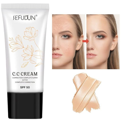 CC Cream 2 Pack, Self Adjusting for Mature Skin, Super Active Foundation With SPF 50 for Face and Body Color Correcting