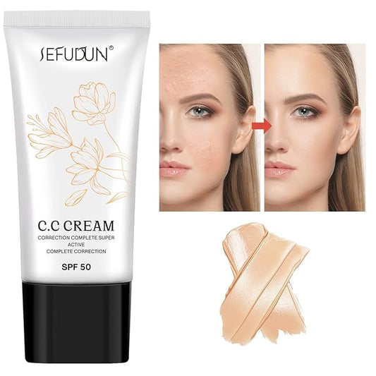 CC Cream 2 Pack, Self Adjusting for Mature Skin, Super Active Foundation With SPF 50 for Face and Body Color Correcting