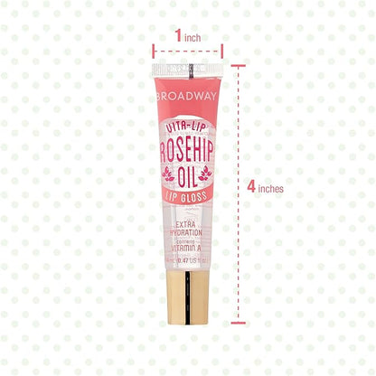 Ruby Kisses Broadway Vita-Lip Clear Lip Gloss (Rosehip Oil 6 Pack), Ultra-Hydrating & Soothing Formula with Vitamin Oils, High-Shine Non-Sticky Finish, Healing Glossy Lip Balm With Vitamin A