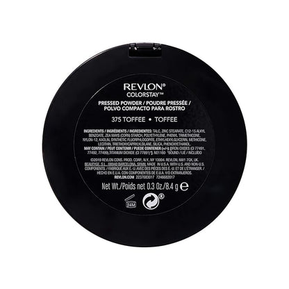 Revlon ColorStay Pressed Powder Face Makeup, Longwearing, Fragrance-Free, Noncomedogenic, 375 Toffee, 0.3 Oz