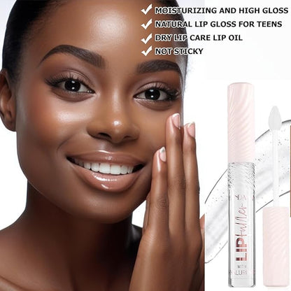 clear Lip Gloss Lip Plumper Gloss Tinted Lipgloss Lip Oil Teens Moisturizing Lipstick Lip Balm High Shine And Vegan Plumping Lip Gloss For Women Girls Long-Lasting Dry Lip Care 01