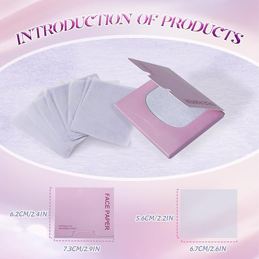 BOROLA Oil Blotting Paper for Face 200 Sheets Replacement Packs, Soft Absorbing Pads for Face Shine Control, Portable Oil Absorbing Tissues for Oily Skin, Design for Men & Women(Purple)