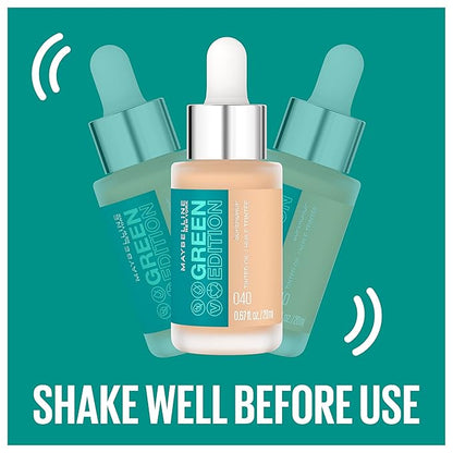 Maybelline Green Edition Superdrop Tinted Oil Base Makeup, Adjustable Natural Coverage Foundation Formulated With Jojoba & Marula Oil, 10, 1 Count
