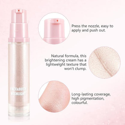 Boobeen Liquid Highlighter Makeup, Shimmer Cream Liquid Illuminator Contour for Face and Body, Smooth Glow Natural Looking Waterproof Liquid Highlight Brightening Make Up