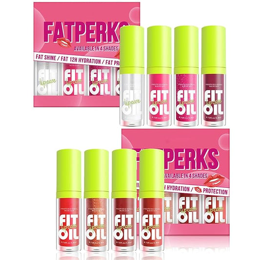 8 Colors Lip Oil Lip Glaze, Big Brush Head Hydrating Lip Glow Oil, Transparent Toot Tinted Nourishing Long Lasting Repairing Lightening Lip Lines (Set A+ Set B)