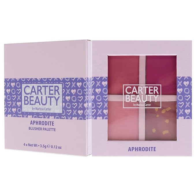 Carter Beauty By Marissa Carter Blusher Palette - Highly Pigmented - 3 Matte Shades And 1 Shimmer - Flush Of Natural Colour To The Complexion - Cool-Toned Palette - Aphrodite - 0.48 Oz