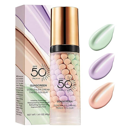 One Step Color Corrector Primer, 3 In 1 Primer for Face Before Makeup, Face Moisturizing Sunscreen Isolation Cream, SPF 50, Makeup Primer Oil Control & Concealer Skin Tone Correcting,Radiance Skin