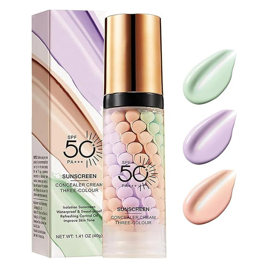 One Step Color Corrector Primer, 3 In 1 Primer for Face Before Makeup, Face Moisturizing Sunscreen Isolation Cream, SPF 50, Makeup Primer Oil Control & Concealer Skin Tone Correcting,Radiance Skin