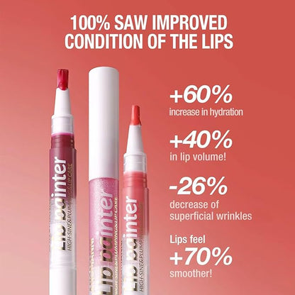 2 in 1 Nude Pink Shimmer lip gloss Lip Plumper Gloss Tinted Glitter Lipgloss Lipstick Moisturizing High Shine And Vegan Plumping Lip Gloss For Women Girls Long-Lasting Dry Lip Care (08#)