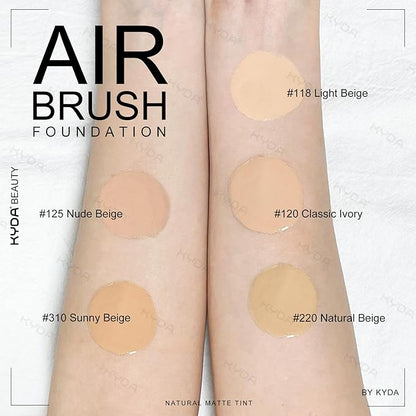 KYDA AirBrush Foundation Spray, Silky Foundation Mist Makeup, Flawless Coverage for Smooth Creamy Nude Finish, Breathable Blendable Lasting Formula, Moisturizing Makeup Primer-#118 Light Beige