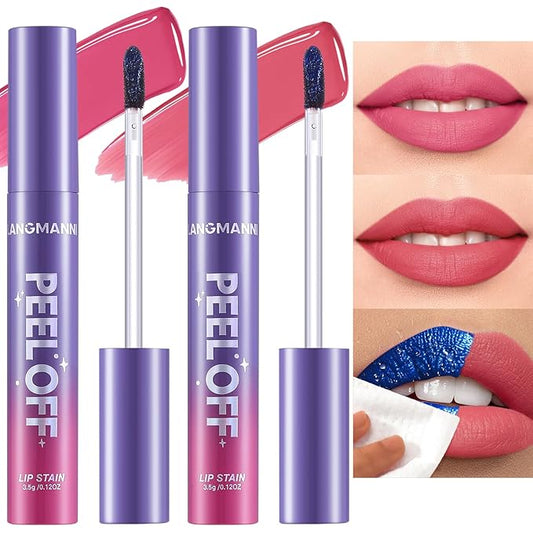 Jolilab Quick Lip Stain Peel Off,Wipe Off,Waterproof,Transfer proof,Highly Pigmented,Ultra Long Lasting Peel Off Lip Makeup With Matte finish for All-day Wear.（#01+02）