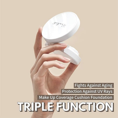 BLANC DOUX Oligo Hyaluronic Acid Healthy Cream Cushion (01 Ivory), Sleek, Portable, and Functional Makeup to Protect and Keep Your Skin Moisturized