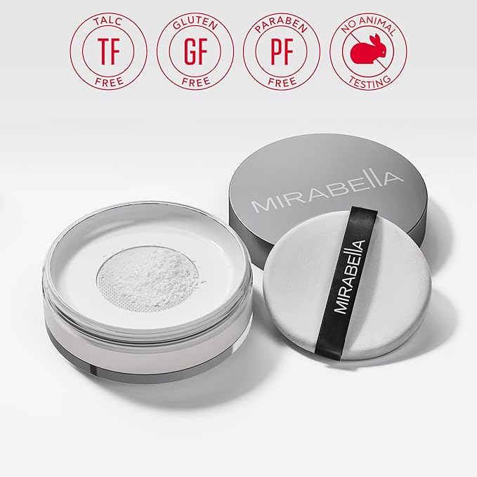 Mirabella Perfecting Loose Powder, HD Matte Finish Translucent Setting Powder with Light-Diffusing Silica, Antioxidant-Infused Face Powder with Peptides, Offers Age-Defying Benefits with Oil Control
