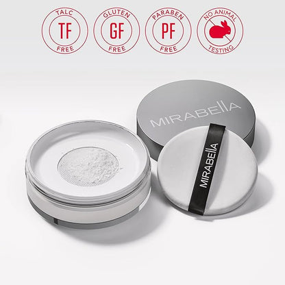 Mirabella Perfecting Loose Powder, HD Matte Finish Translucent Setting Powder with Light-Diffusing Silica, Antioxidant-Infused Face Powder with Peptides, Offers Age-Defying Benefits with Oil Control