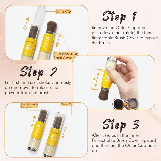 2 IN 1 Powder Sunscreen For Face【SPF 35】【Oil Control】【Lightweight】Matte Finish Mineral Sunscreen Setting Powder For All Skin, 05-Glitter Medium