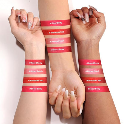 Liquid Cheek & Lip Stain, Korean Lip Tint with Moisturizing & Weightless, Non-Sticky, Long-Lasting, Kiss-proof, All Long-wearing, Vegan Makeup (Rose Cherry)