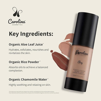 Plant-Based Foundation in Clay Shade - Hydrating, Pore-Minimizing & Buildable Coverage - Vegan, Non-GMO, Gluten-Free, Paraben-Free - Sun Protection - 1Fl Oz