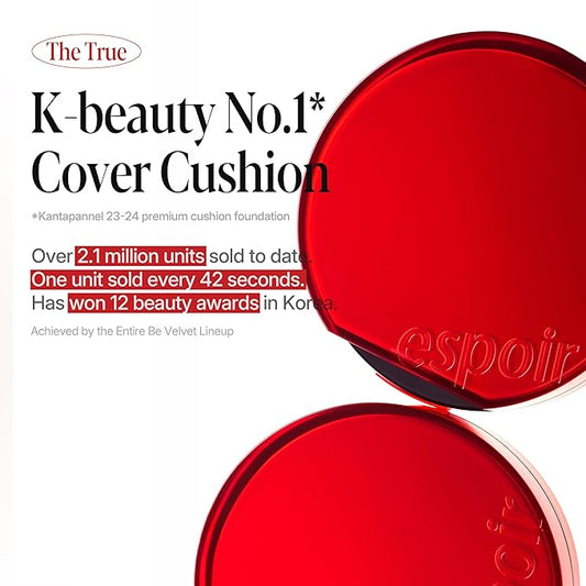 espoir [NEW] Be Velvet Cushion Foundation | Quick and Easy Coverage with Long-lasting Color by Zero Oxidation (#31 Macchiato, 0.46 Ounce (Pack of 1))