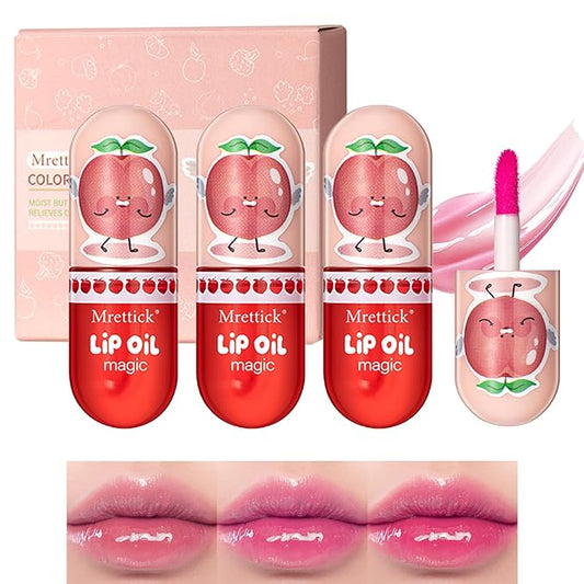 3PCS Lip Gloss,Hydrating Lip Oil Tinted Set | Long Lasting | Non-Sticky | High Shine for Plumper Looking Lips,Moisturizing Lip Oil Gloss for Lip Care and Dry Lips