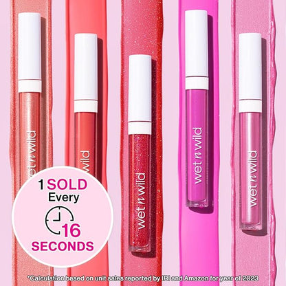 wet n wild MegaSlicks Lip Gloss, Ultra-Glossy, Vitamin-E Enriched, Ultra-Gloss High Shine Moisturizing, Cruelty-Free & Vegan - Crystal Clear(Carded)