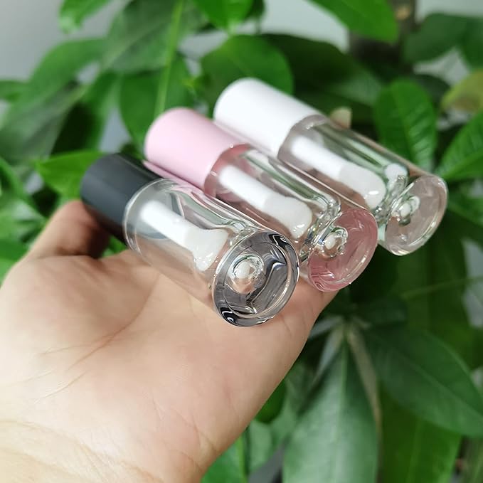 COSIDEA 14pcs Empty 6ml big doe foot wand Chunky lip gloss tubes for DIY lipgloss,Pink round lipgloss containers tubes with thick wand (White)