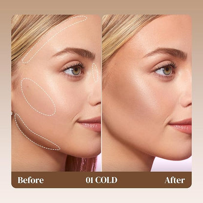 KYDA Cool Toned Contour Stick, Natural Matte Cream Contour, Lightweight Non-Clumping Face Shaping Makeup, Blendable Smooth Matte Bronzer Stick, Buildable Coverage, Portable Travel Size, 01 COLD